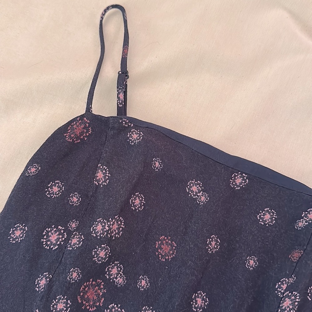 Cute Blue Mini Dress with Lilac Flowers - Picture 2 of 7